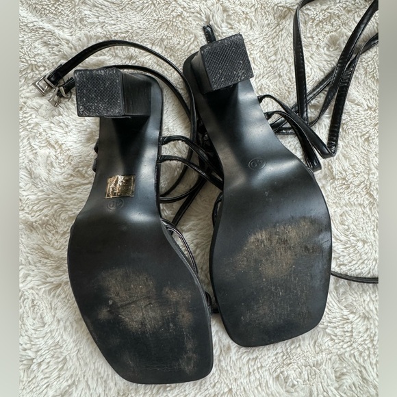 Black Lace Up Heels - Picture 2 of 3